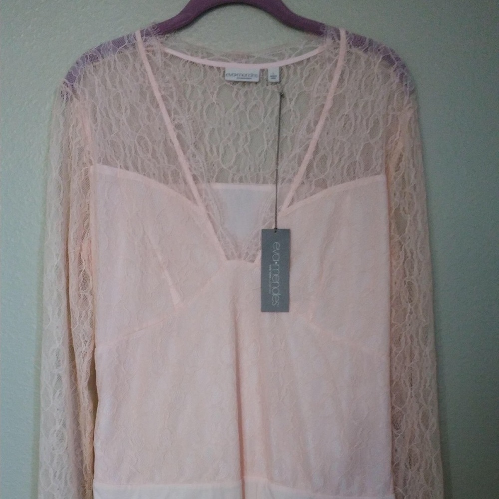 NWT Eva Mendes lace blush pink body suit size L